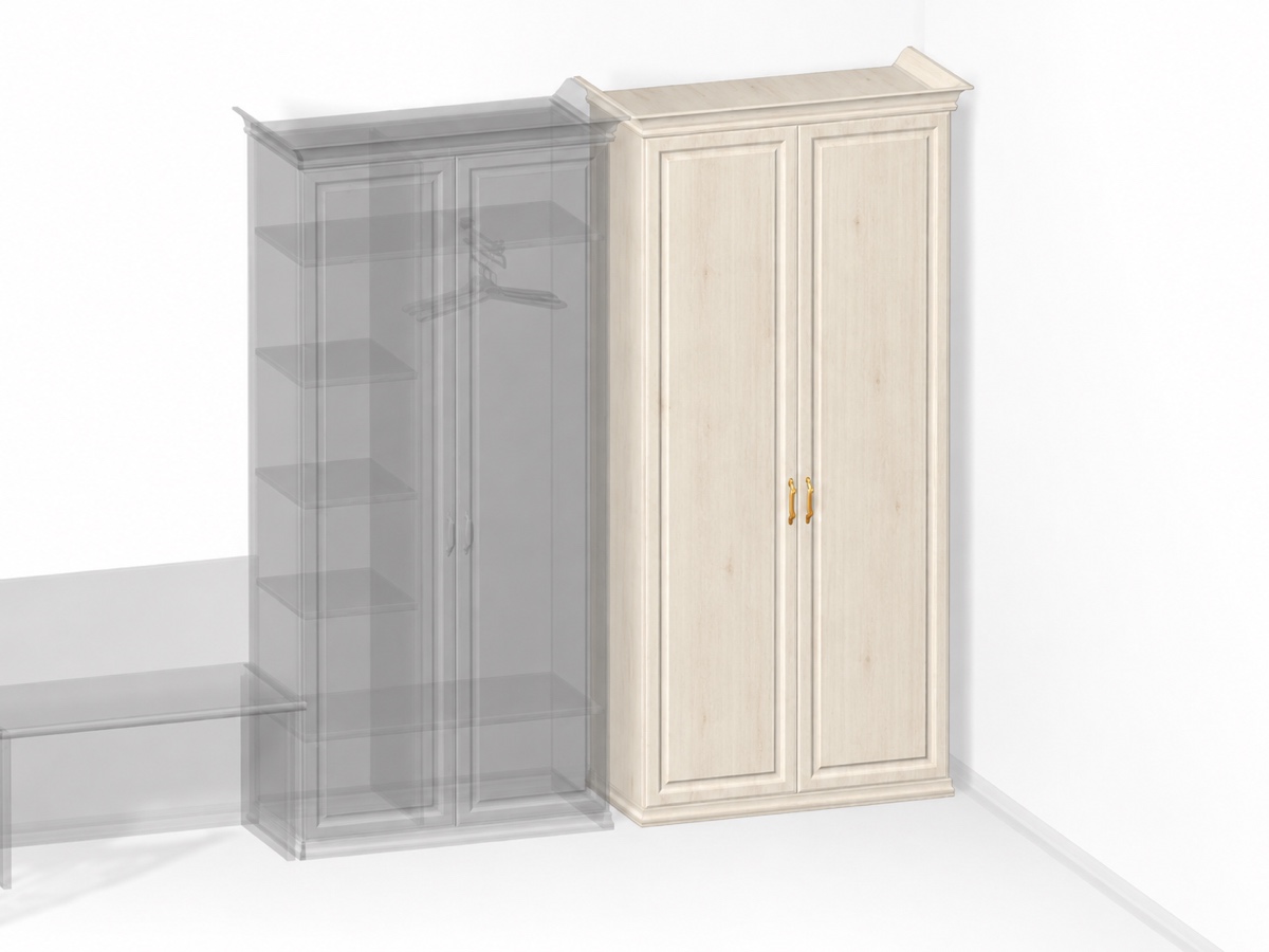 Универсальный шкаф (гардероб, полки) двустворчатый для гостиницы серии «Elite» в цвете Сосна Аланд полярная